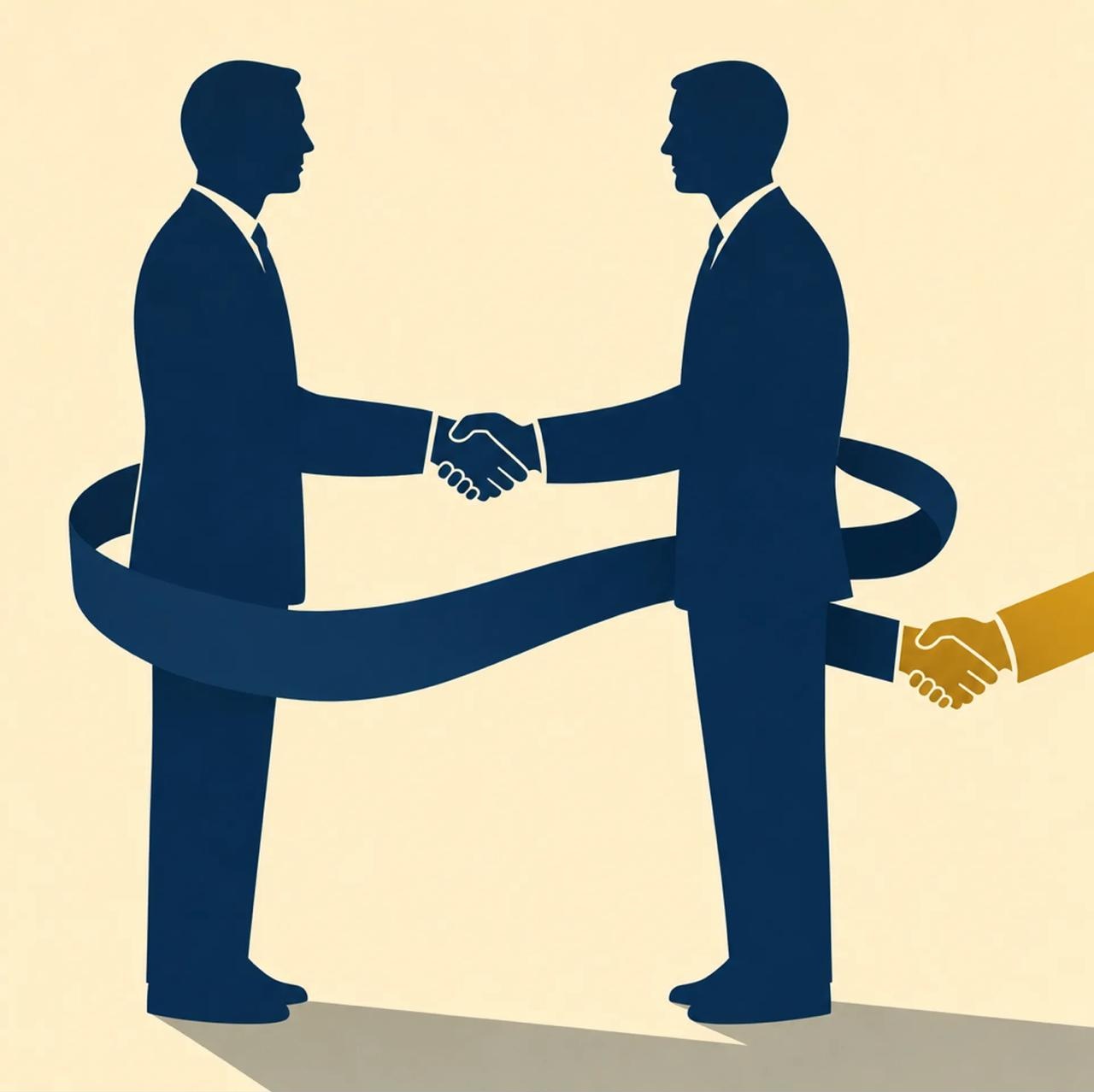 Double agent handshake — the agent shakes your hand and the seller's